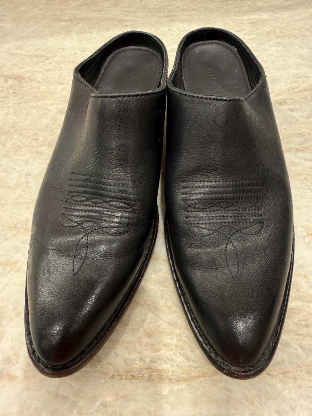 Tecovas The Sophie Size 8.5 Black Leather Slip-On Mules